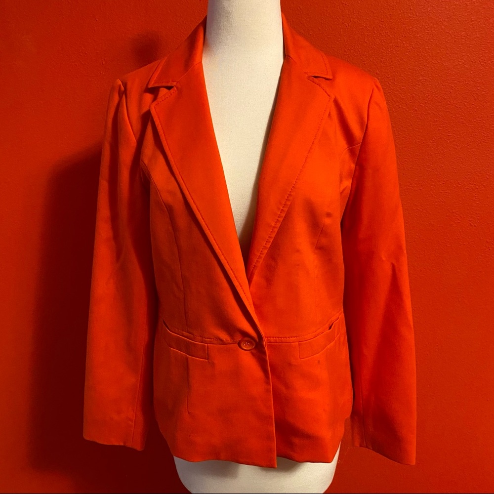 Pendleton Wool Orange Jacket Blazer Pleated Back … - image 1